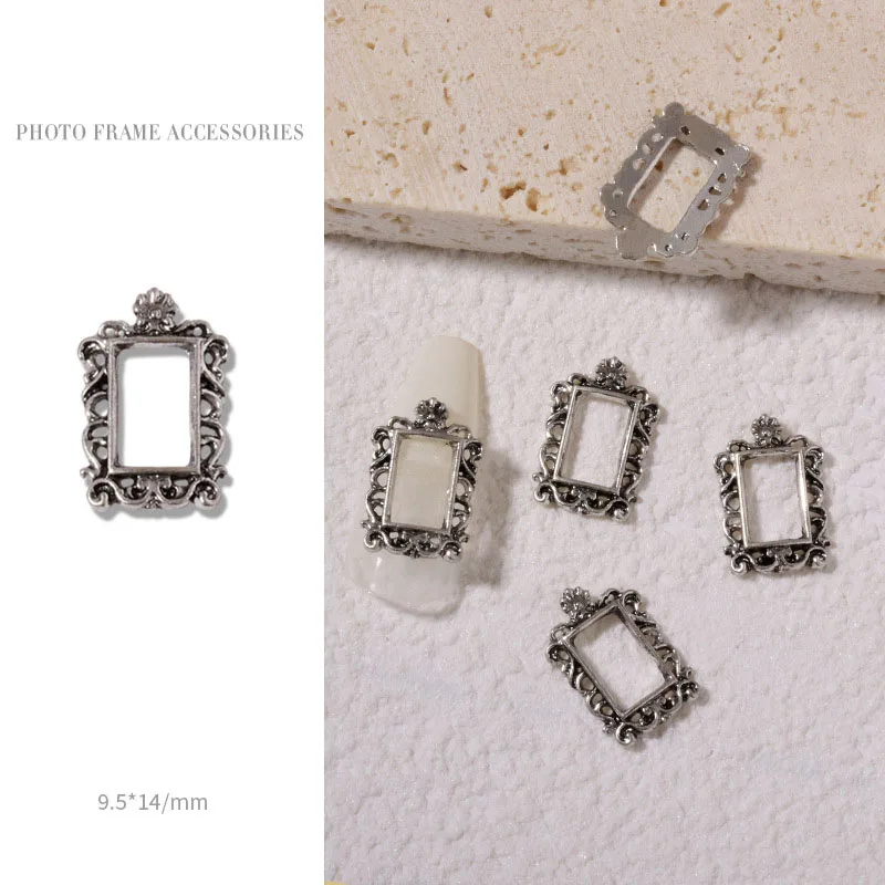 Retro Gold Metall 3D Charm Fotorahmen-Set mit Legierungs-Nieten Nagelkunst Maniküre Schmuck Zubehör-Kit - 5 Stück – Detail 11