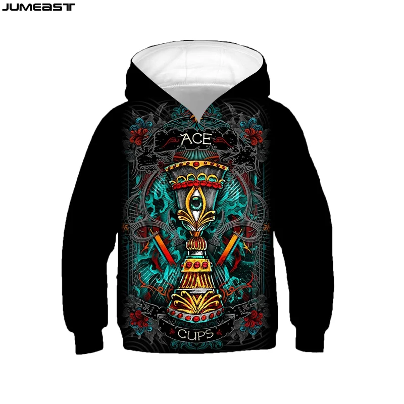 Jumeast Men Women 3D Printed Children Sweatshirt Hip Hop Tarot Cards Long Sleeve Kids Cap Hoody Spring Sport Pullover Hoodies