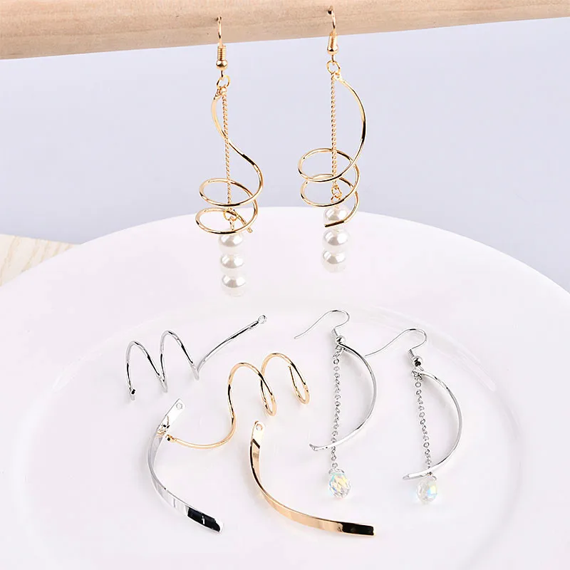 Temperament Simple Fashion Curve Round Personality Geometric Earring Accessories DIY Handmade Earring Earrings Material(4pieces)