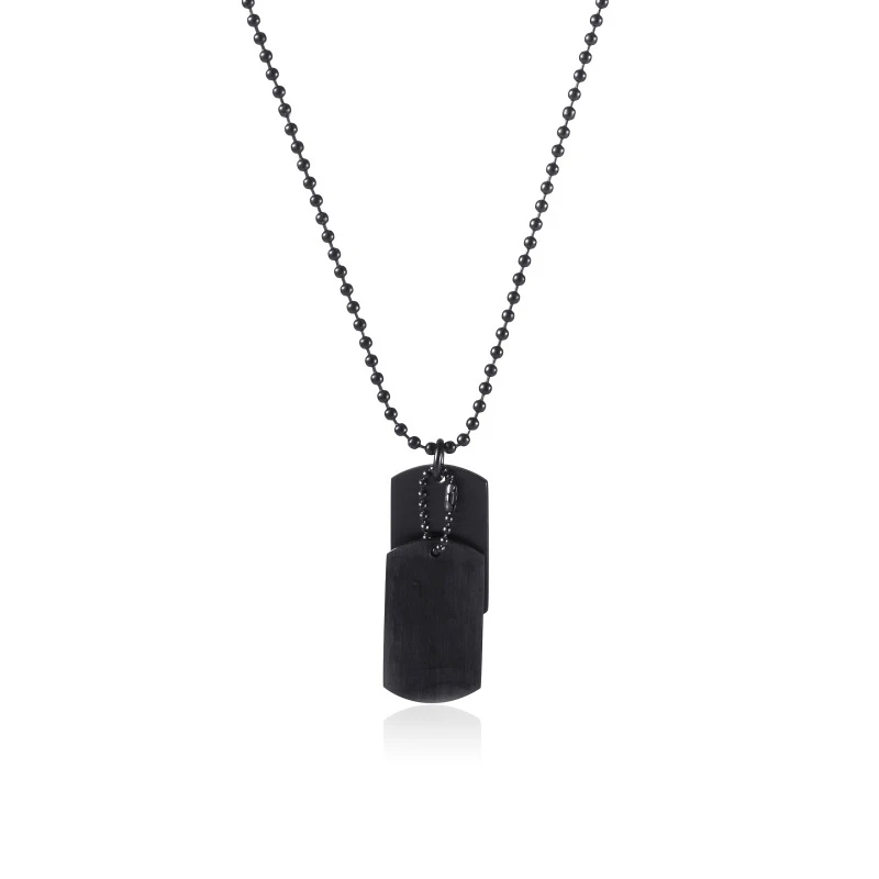 

Runda Men's Necklace Black Stainless Steel Army Brand with Ball Bead Chain Adjustable Size 65cm Long Fashion Pendant Necklace