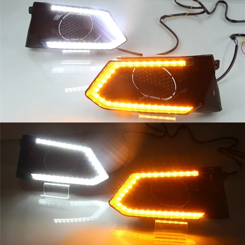 

July King Car Daytime Running Lights compatible for Nissan Altima Teana 2019 2020 2021, 6000K LED DRL + Yellow Turn Singals