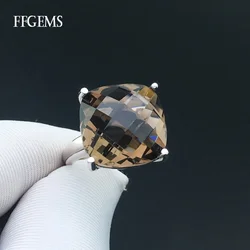 FFGems Smoky Quartz Rings Sterling Real 925 Silver Crystal Gemstone Fine Jewelry Women Engagement Wedding Gift