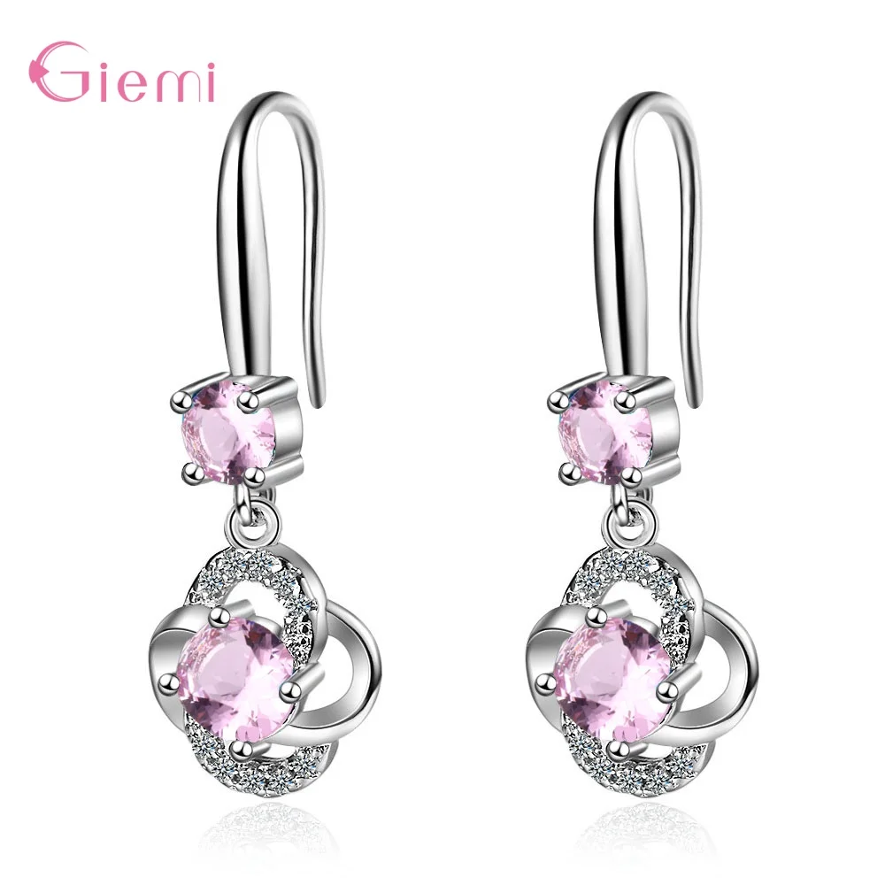 New Arrival Genuine 925 Sterling Silver Elegant Flower Pattern Drop Earring For Women Jewelry Brincos Multiple Colors For Choice