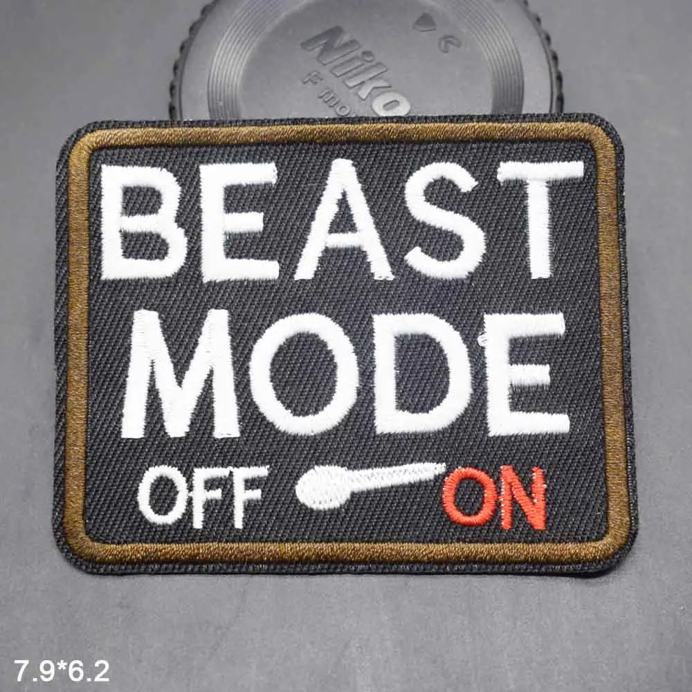 Beast Mode On Cheap Good Quality Inspirational Saying Word Letter Iron On Embroidered Clothes Patches For Clothing