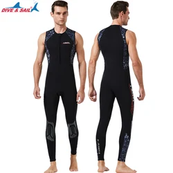 Men's Long John Fullsuit with Front Zip, One Piece Diving Suits, Sleeveless Wet Suit for Water Sports, Easy Stretch, 3mm