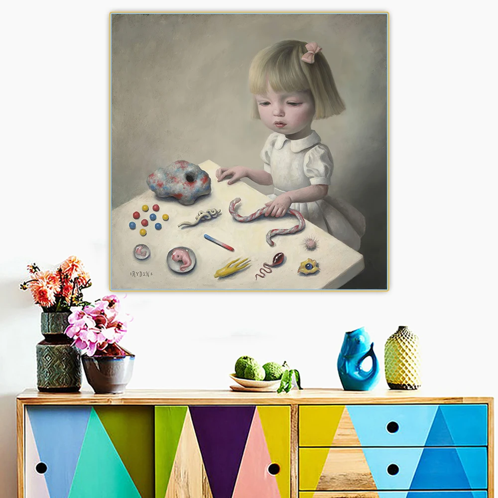 Citon Mark Ryden《Little girl》Canvas Art Oil painting Artwork Poster Picture Modern Wall Decor Home Living room Decoration