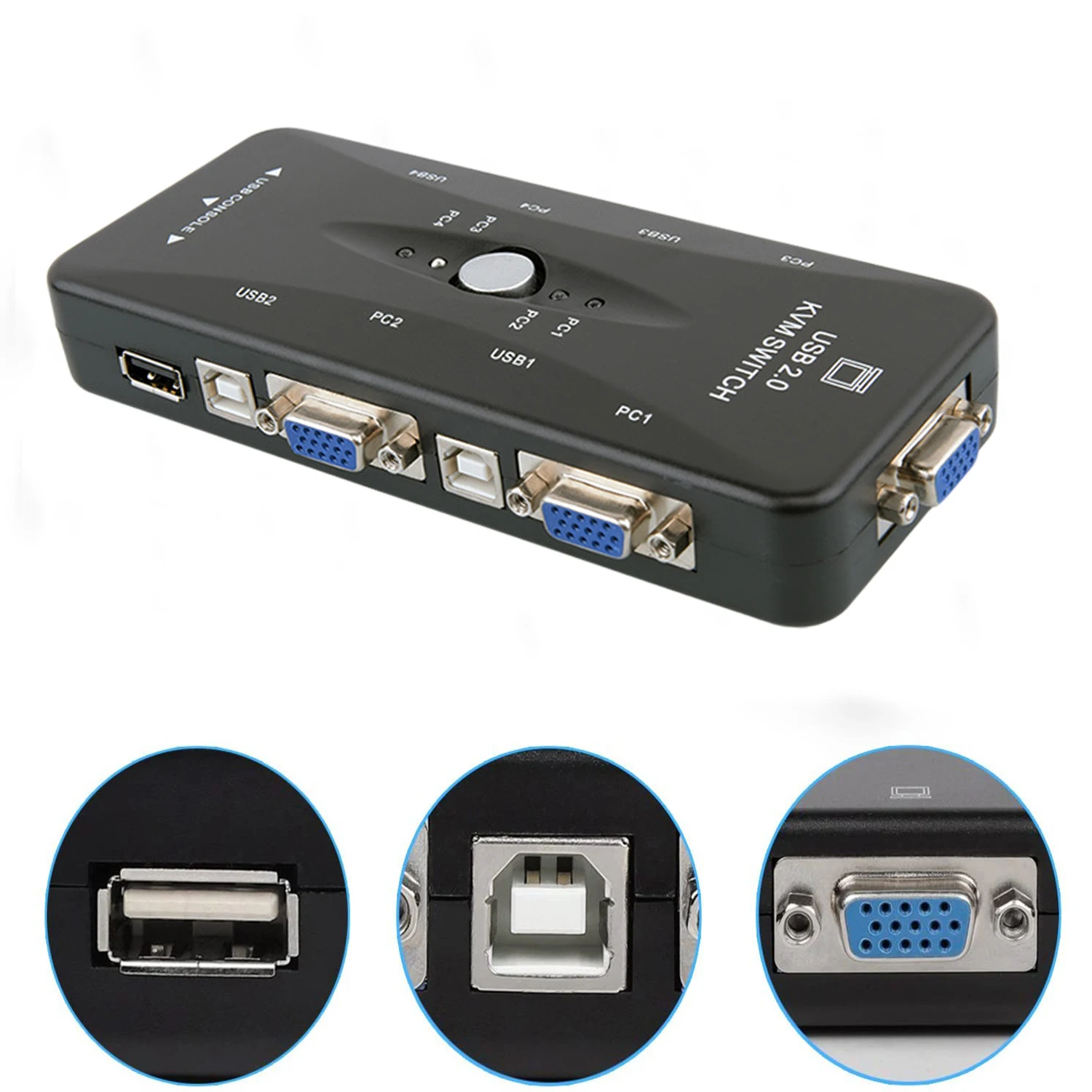 

4Port KVM Switch USB HDMI KVM Switch Box 4In1 Out 4K 1080P VGA Splitter Four Hosts One Keyboard Mouse Share Display