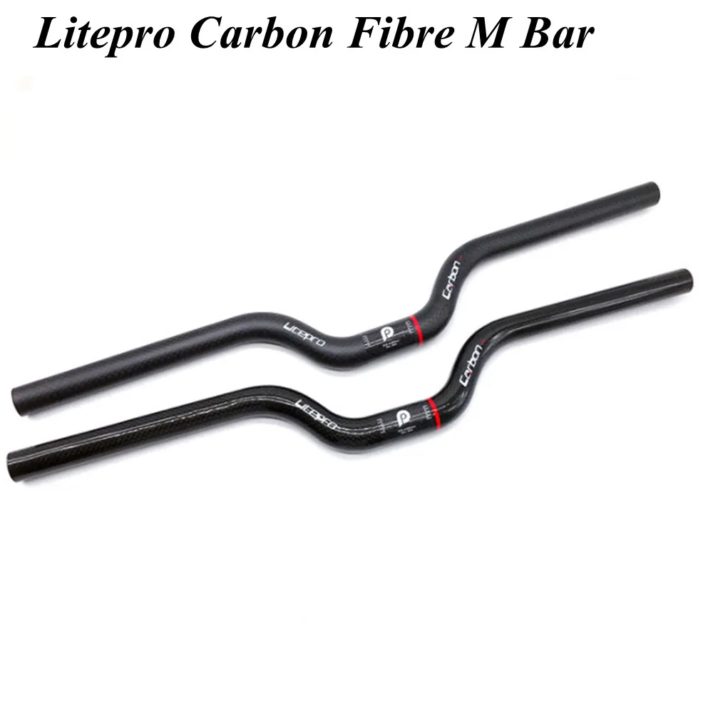 

Litepro Carbon Fibre Bicycle Handlebar Folding Bike Swallow Bar 25.4*580mm Ultralight M Handle Bar For Brompton Bicycle Parts