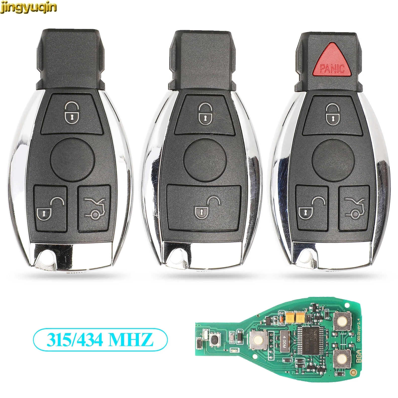 Jingyuqin 5pcs BGA NEC Smart Car Key Remote 315/434MHZ For Mercedes Benz A B C E S Class W203 W204 W205 W210 W211 W212 W221 W222