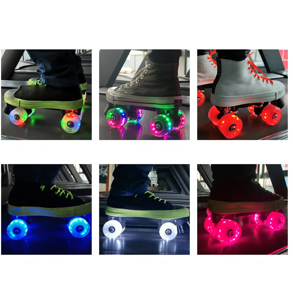 Rodas Quad Roller Skate, Light Up Rolamentos para Double Row, Skating Grip Parts, Livre