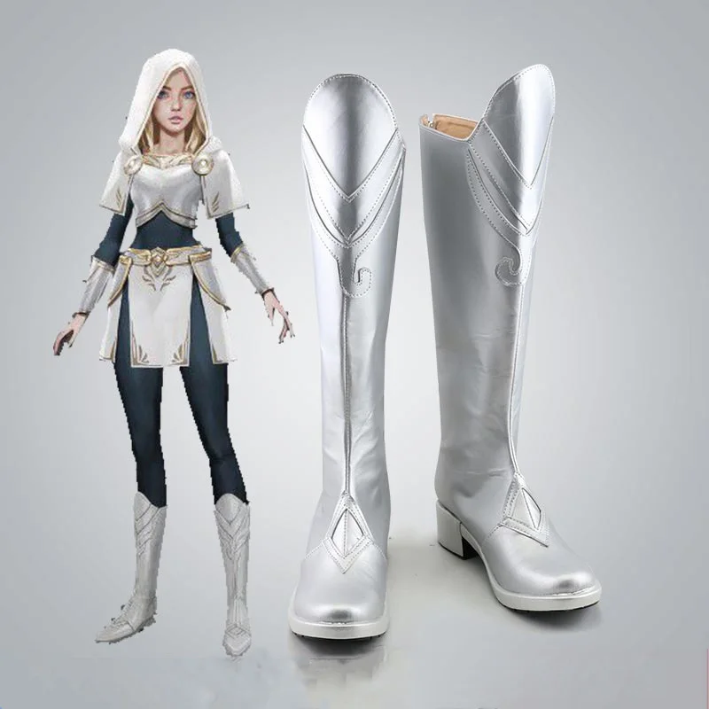 

Game LOL Luxanna Cosplay LOL Luxanna Crownguard Silver Cosplay Shoes Boots Halloween Carnival Cosplay Costume Accessory