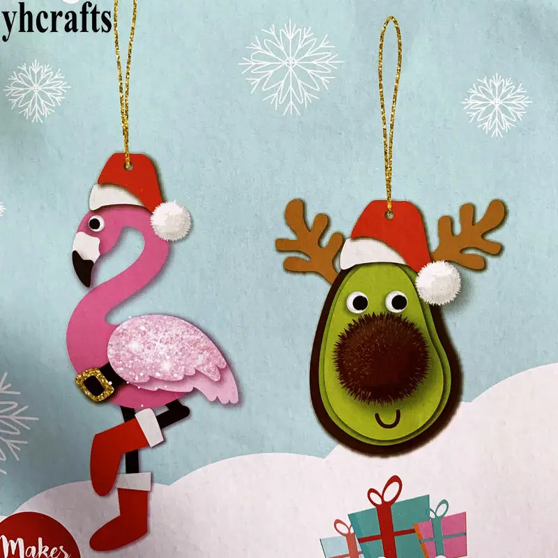 1bag/LOT.make your own tropical tree decoration flamingo santa hanger Avocado reindeer crafts Early educational toys Export