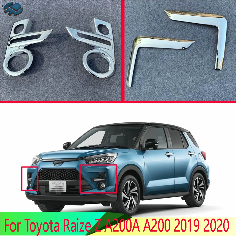 For Toyota Raize Z A200A A200 2019 2020 ABS Chrome Front Fog Light Lamp Cover Trim Molding Bezel Garnish Sticker