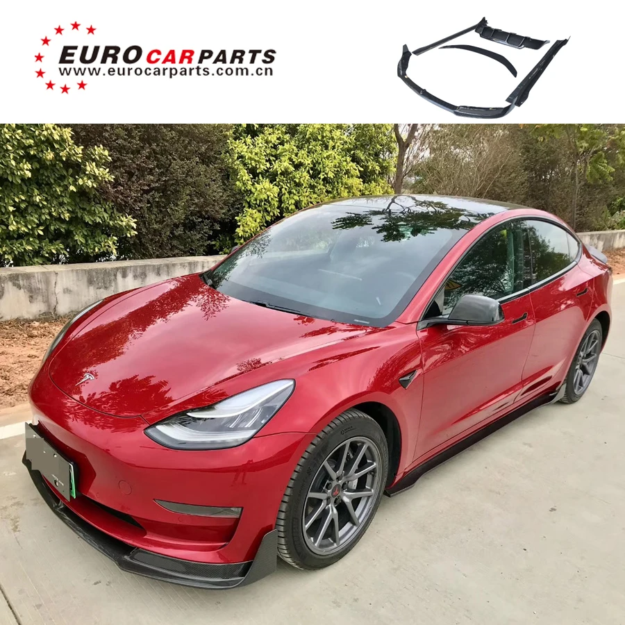 2019 2020 Tes Model 3 carbon finber spoilers for Tes Model 3  dry carbon finber front skirt rear diffuser rear wing