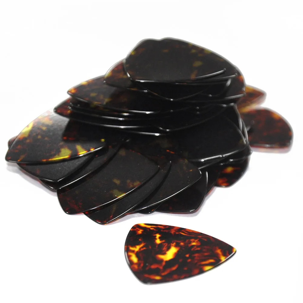 Lots of 100 pcs Rounded Triangle Big Size Medium 0.71mm Celluloid Guitar Picks Tortoiseshell