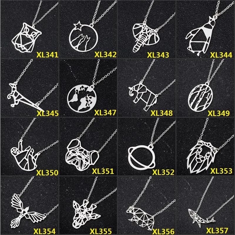 Women Fashion Animal Pendant Necklace Stainless Steel Lion Whale Cat Koala Elephant Choker Long Chain Necklace Jewelry Gifts