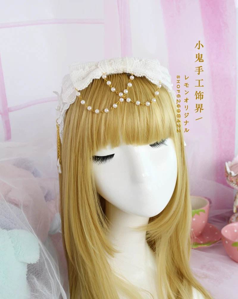 Accesorios para el cabello para niña, accesorios para el cabello de princesa dulce lolita japonesa, banda para el cabello de encaje de palacio/pinza para el cabello, lolita gótica KC loli cos