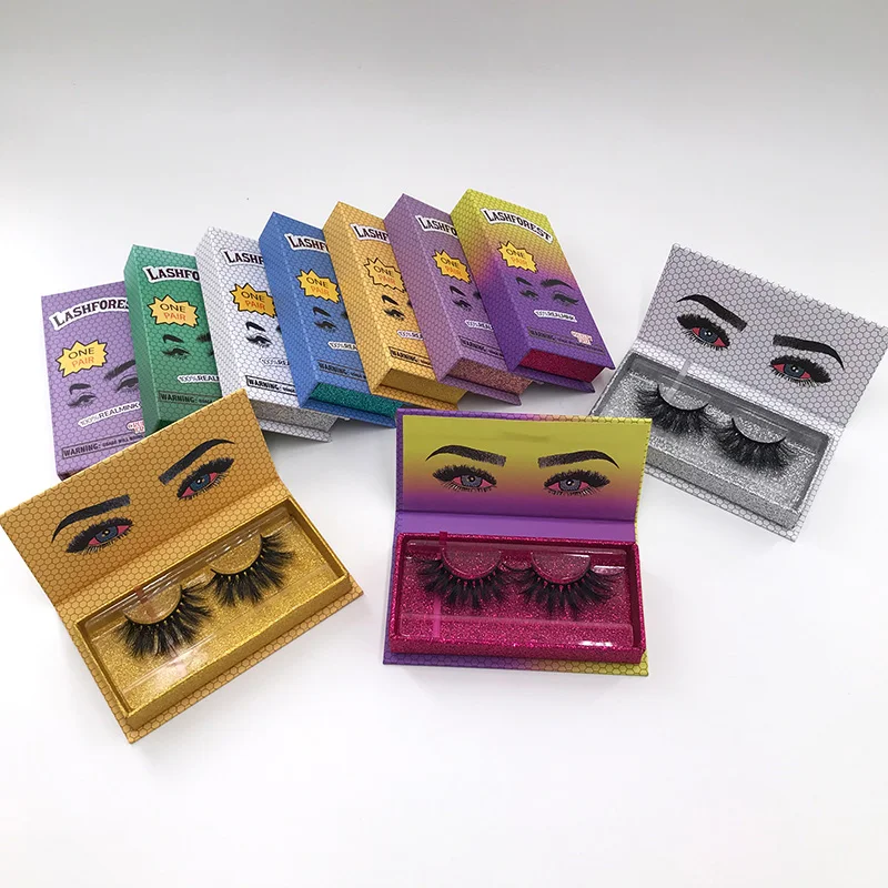 Wholesale Dramatic 25mm Mink Eyelashes Custom Logo Lashforest Magnetic Case Eyelash Packaging Box