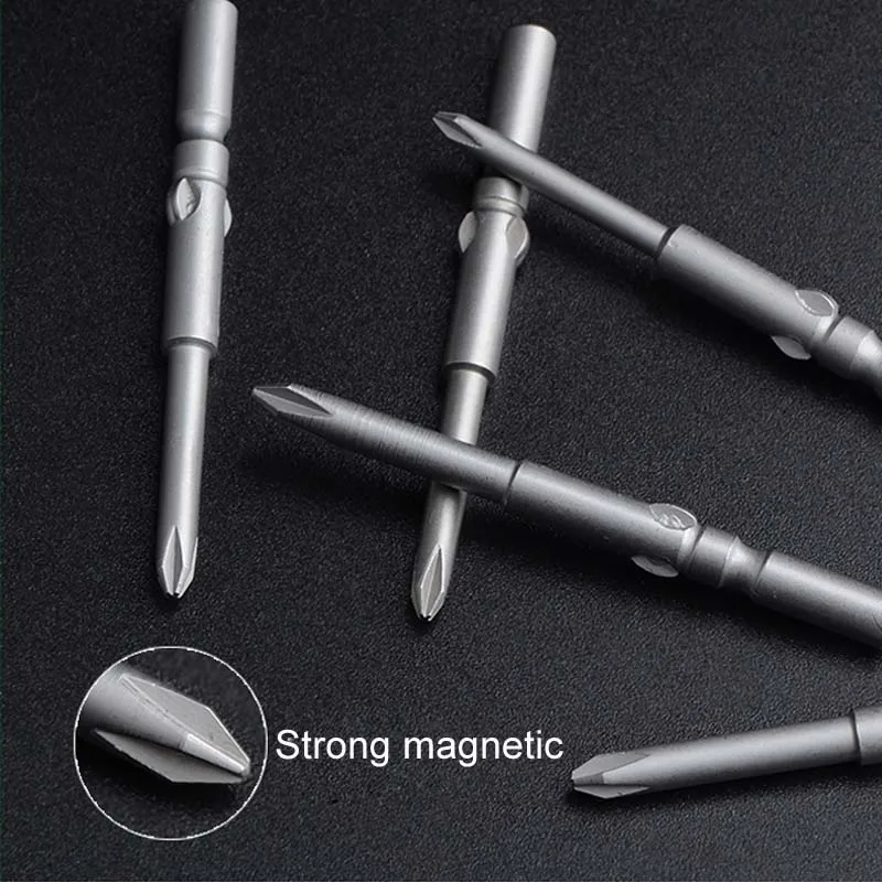 10pcs/lot 801 Electric Screwdriver bit 60mm Length Round Shank Magnetic Phillips Cross Screw driver Bits set PH00 PH0 PH1 PH2