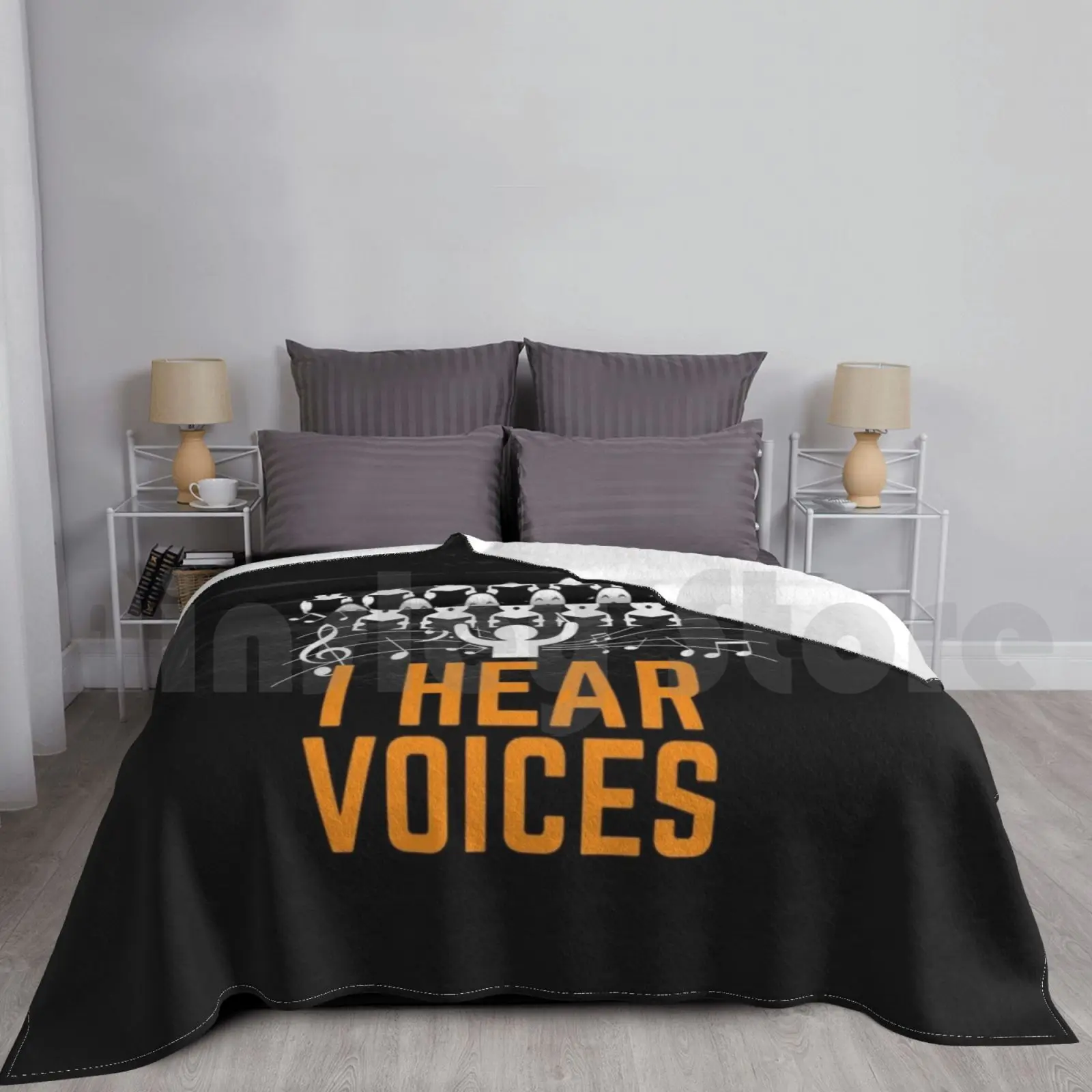 I Hear Voices Choir Music Teacher Gift Blanket Super Soft Warm Light Thin Musical Notes I Hear Voices Choir Choirmates