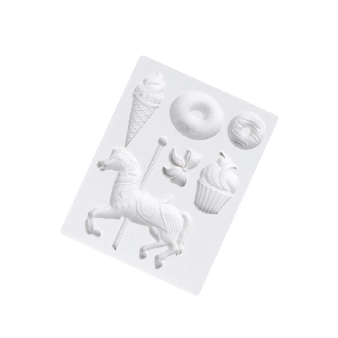 Trojan Ice Cream Baby Meal Fondant Moulds Carousel Horse Cake Decoration Silicone Mold Chocolate Diy Baking Tools k924