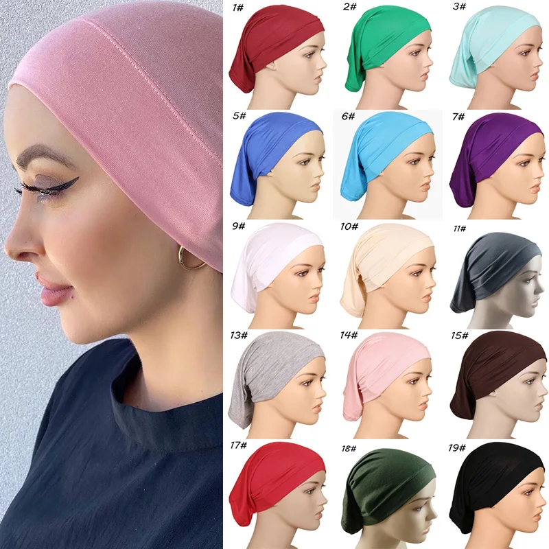 Muslim Hijab Underscarf Band Inners Stretchable Jersey Cotton Tube Cap Shawl Bottom Women Headscarf Bonnet Head Wear