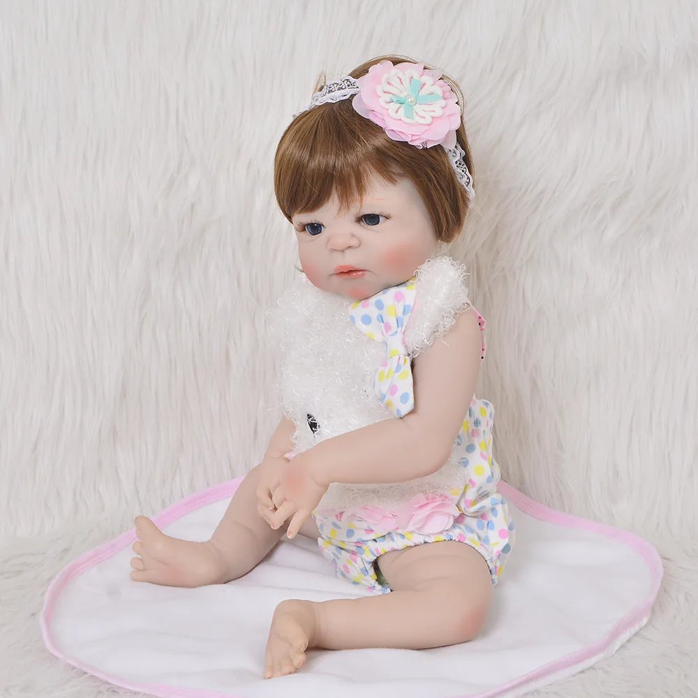 

55cm rebirth doll simulation baby Decor hairpin whole body soft children's holiday gift children's growth playmate