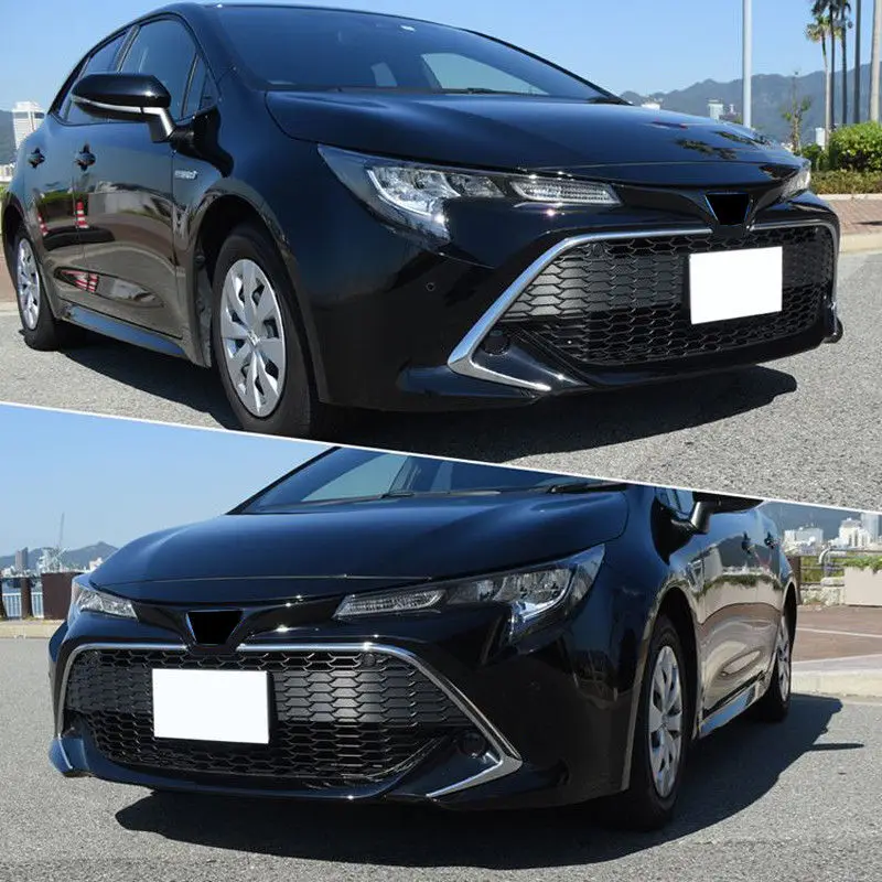 For Toyota Corolla Sport Hatchback 2019 ABS Chrome Car Front Center Grille Gird Stripe Trim  Auto Exterior Accessories