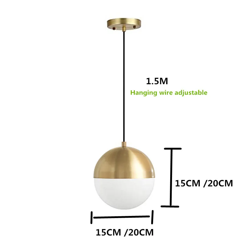 

Nordic Pendant Light Electroplate Lamp Body Creativity Round Ball Hanging Lights For Bedroom Bedside Decoration Lighting E27