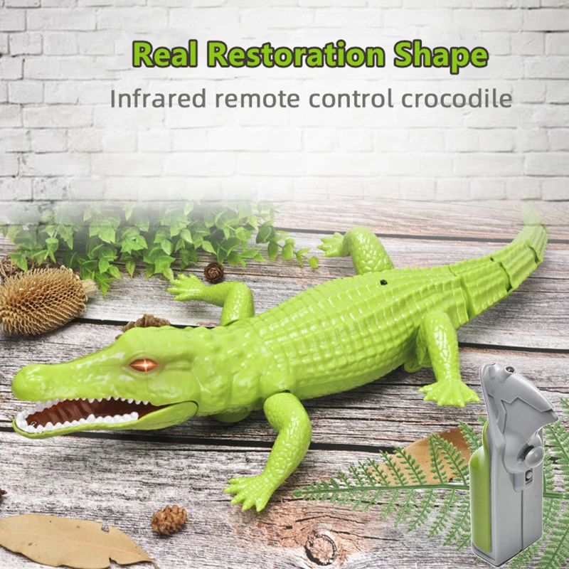 Controle Remoto Tricky Scary Crocodilo, Big Simulation Crawling, Flexible Swing Cauda, Light Sound, RC Animal elétrico, 44cm