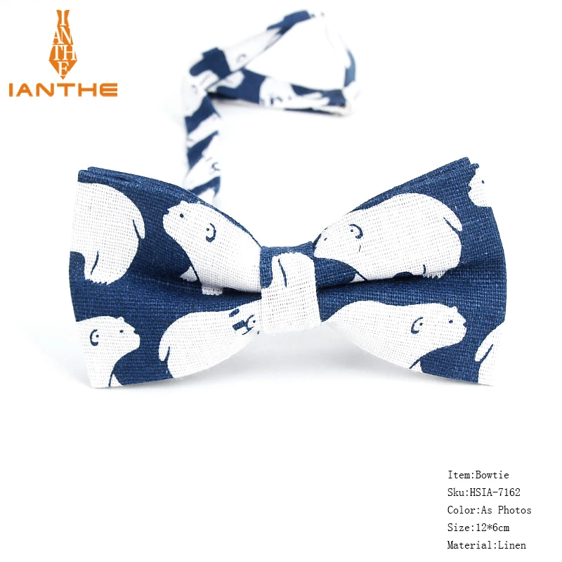 Men Animal Bowtie Casual Linen Cotton Bow tie For Men Women Bowknot Adult Tree Print Cartoon Bow Ties Cravats Wedding Bowties