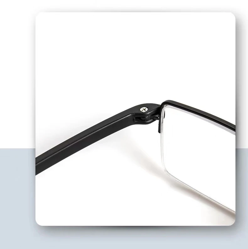 Mai Blume Anti Blaues Licht Lesebrille Männer Frauen Schwarze Brille Weitsichtheit Legierung Rahmen Brillen Mit Fall Dioptrien + 1,5 + 2 – Detail 9