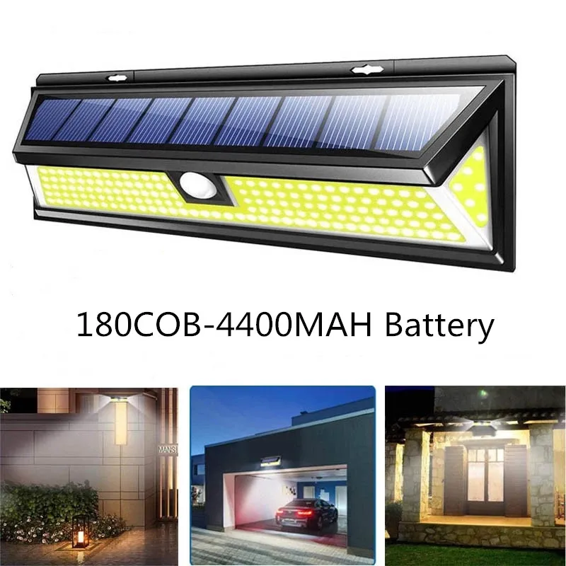 

180/118/90 LED Solar Light Outdoor PIR Motion Sensor Waterproof Wireless Wall Lamp For Yard Garden Street Lights