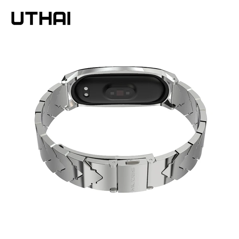 Strap For Xiaomi mi band 6 5 4 3 Mi Bracelet Metal Wristband 304 Stainless Steel Universal V Type watchbands UTHAI S20