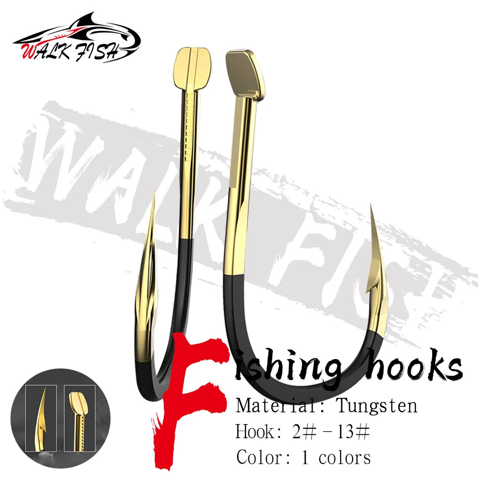 WALK FISH 20 Stück Angelhaken, einzelner Angelhaken, Zubehör, Köder, Karpfen, Widerhaken, farbige Wolframlegierung, Angelzubehör, Tackle