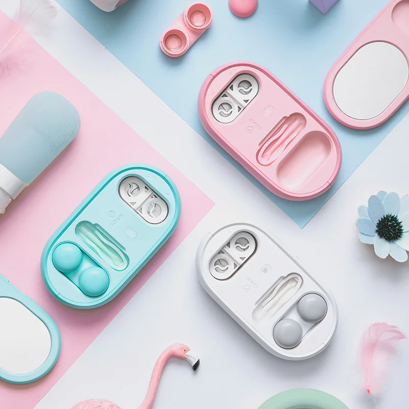 

Contact lens automatic cleaning device, cosmetic contact storage box, electric cleaning, compact and simple cleaner
