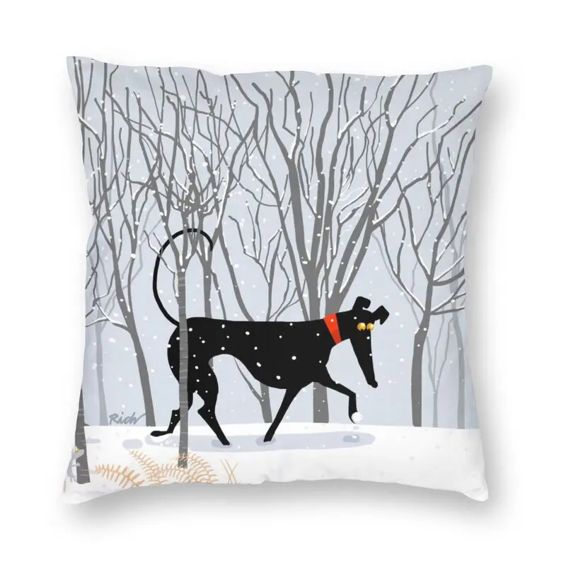 Winter Hound Throw Pillow Case Home Decor Greyhound Whippet Sighthound Dog Cushion Cover 45x45cm Pillowcover for Living Room