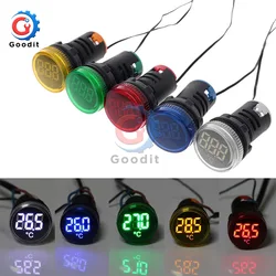 22mm Mini plastik LED dijital termometre ölçüm indüksiyon-20-199 santigrat 50-380V AC Pilot ışık sıcaklığı ölçer