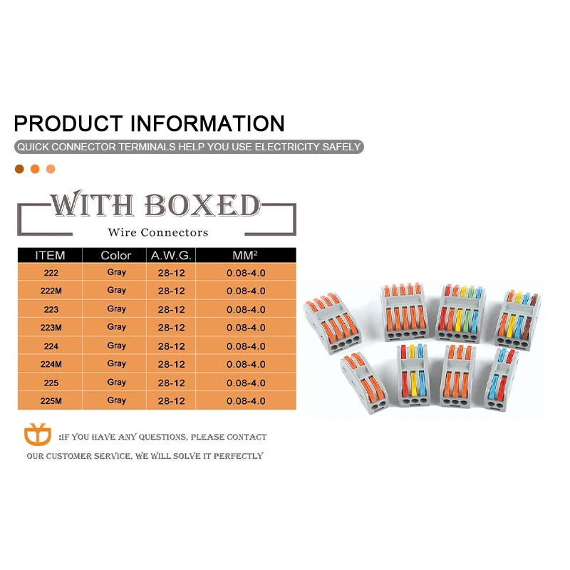 Boxed Quick Butt Wire Connectors Push-In 2/3/4/5 Pin Conductor Terminal Home Led Light Electric Cable SplicingWiring Connector