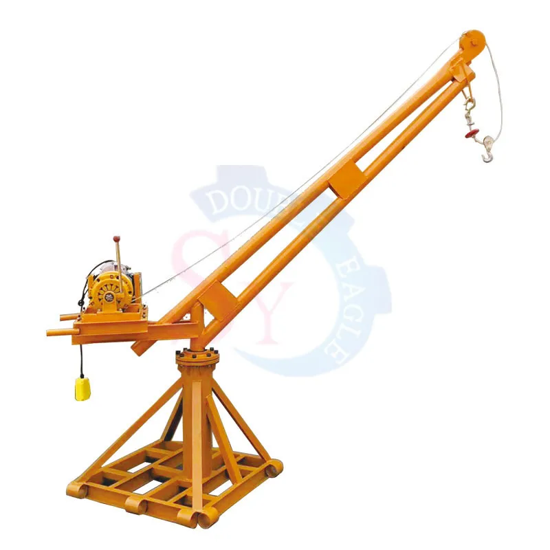 500kg Construction Site Small Mobile Davit Lifting Crane Household Portable Outdoor Grain Electric Wire Rope Lift Hoist