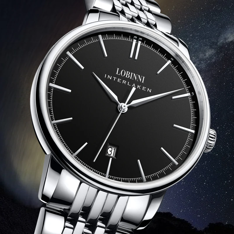 LOBINNI Men Wristwatch latest design relogio watch stainless steel strap business mechanical automatic wrist watches for man boy