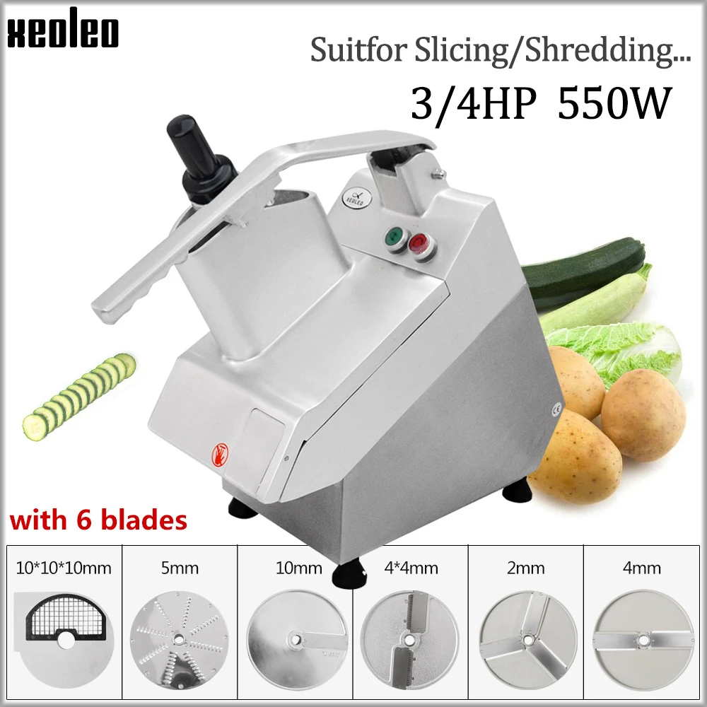 

XEOLEO Vegetable cutter Multi-function Electric Shred machine Fruite/Vegetable Slicer Dicer machine with 6 Blades 550W 110V/220V