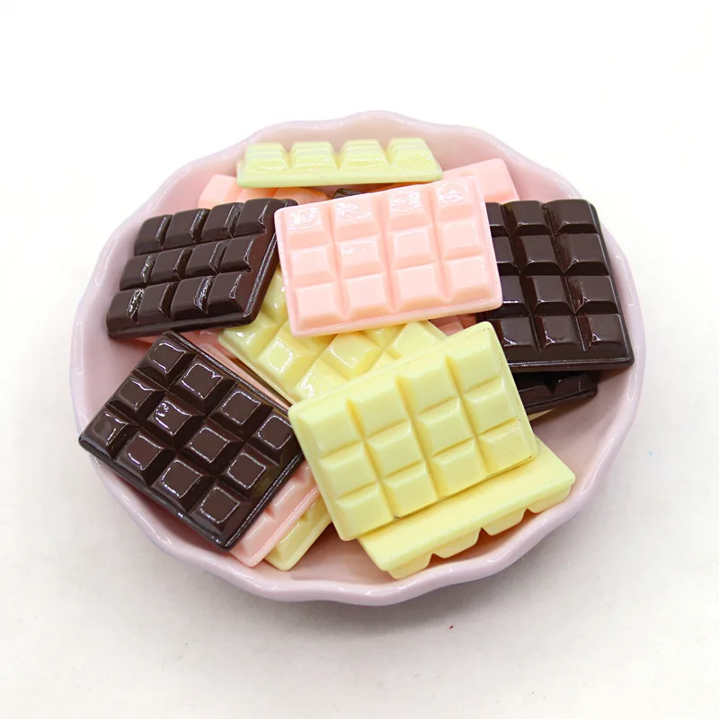 

6pcs 25*35 Simulation Chocolate Resin Flatback Cabochon Craft Decoration Miniature Food For DIY Dollhouse Home Decoration