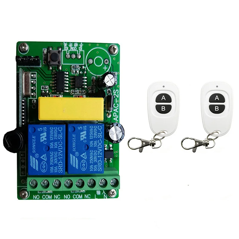 Hot 433Mhz Wireless Remote Control Switch AC 220V 2CH relay Receiver Module RF Transmitter with 433 Mhz Remote Controls