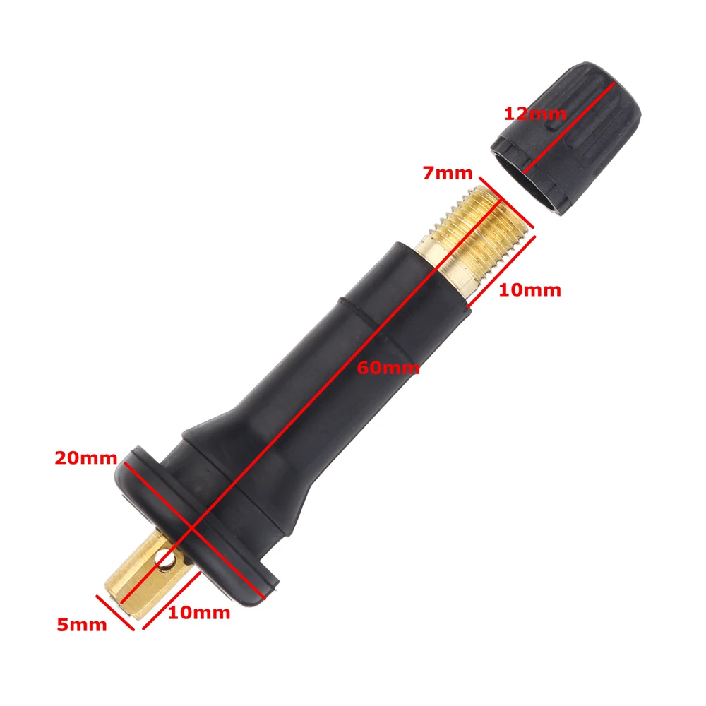 L-Shaped pneu pressão Sensor válvula, disco sem câmara, bico de borracha reta para TPMS, mamilo roda, 4 pcs por lote