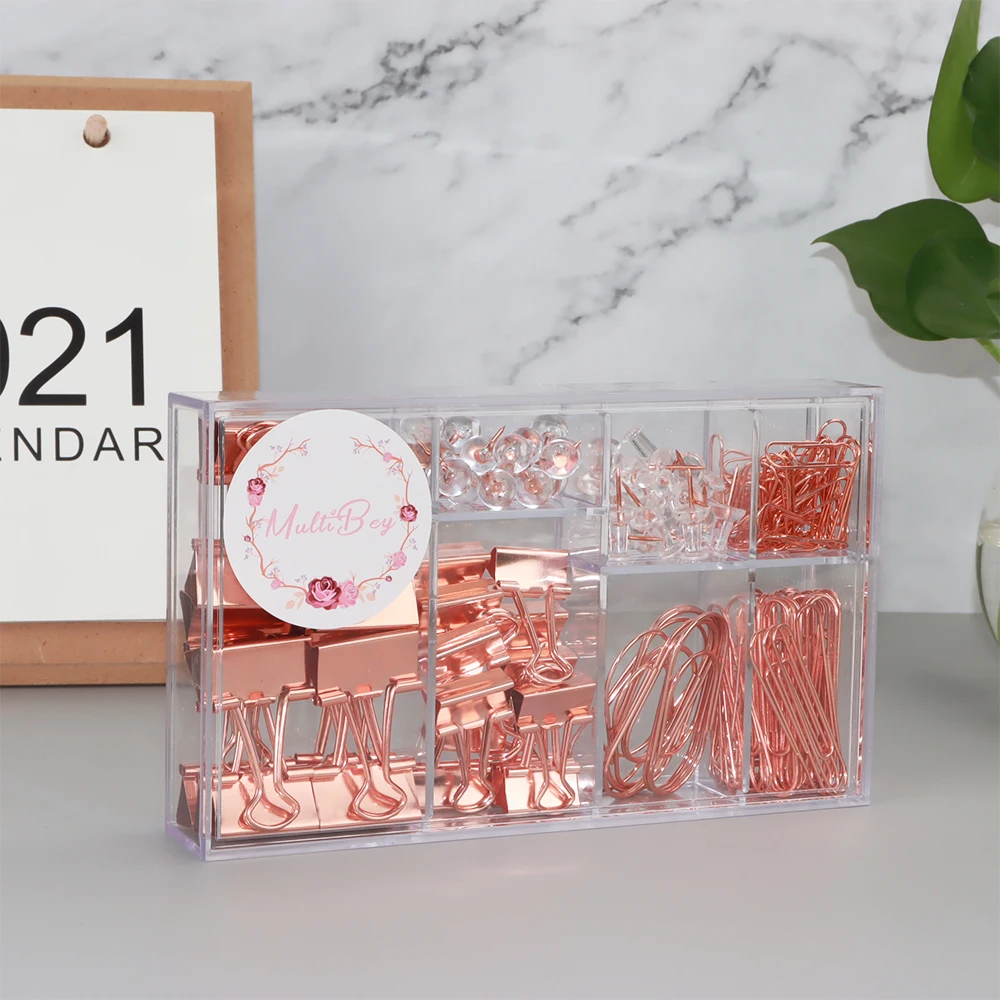 Bookmark Paper Clips Assorted Sizes Rose gold Large Paper Clips And Binder Clips Set