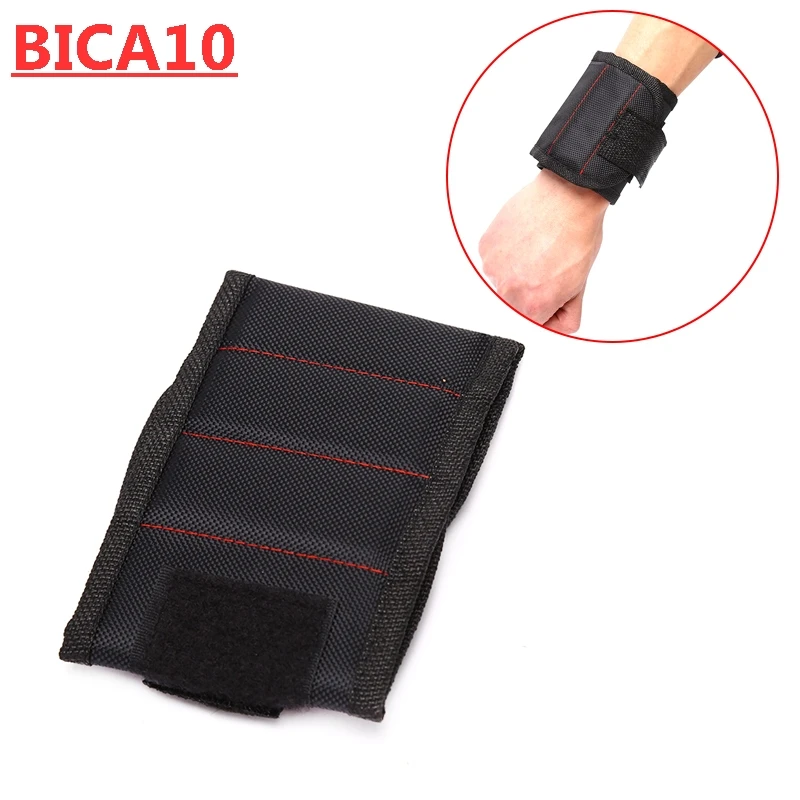 Magnetic Wristband Hand Wraps Tool Bag Electrician Wrist Screws Holder Bracelet, 3 Rows 6 Magnets For Home Repair Random Color