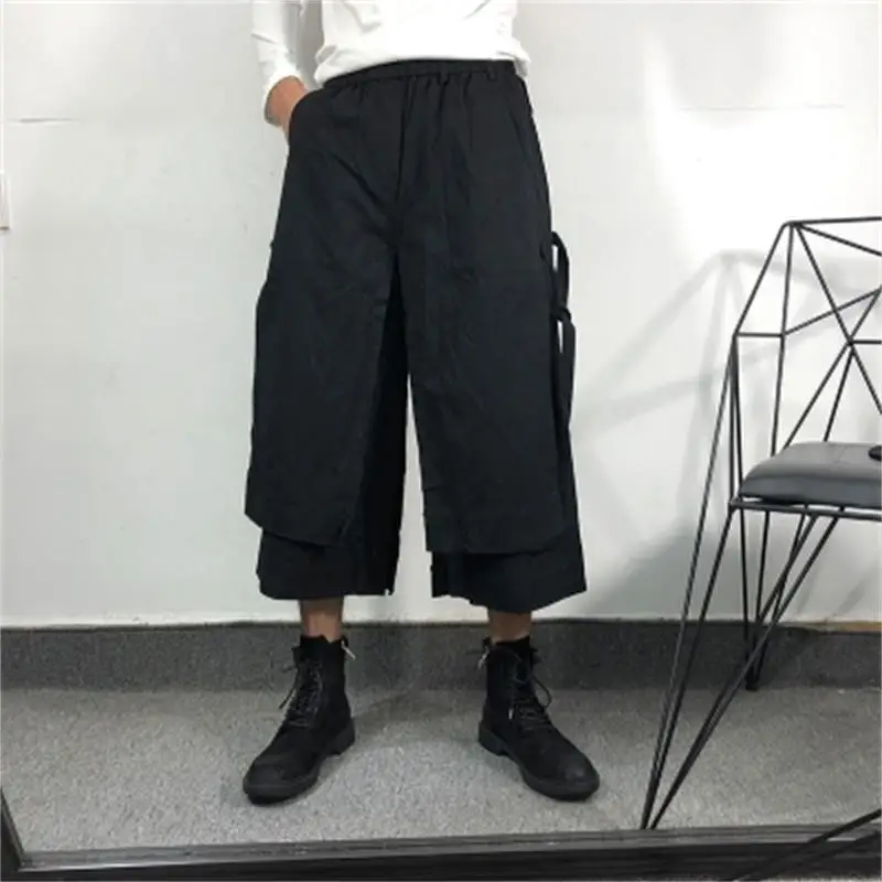 

Men's Loose Fake Two-Piece Wide Leg Pants 2022 New Large Fashion Trend Straight Tube Versatile Casual Capris