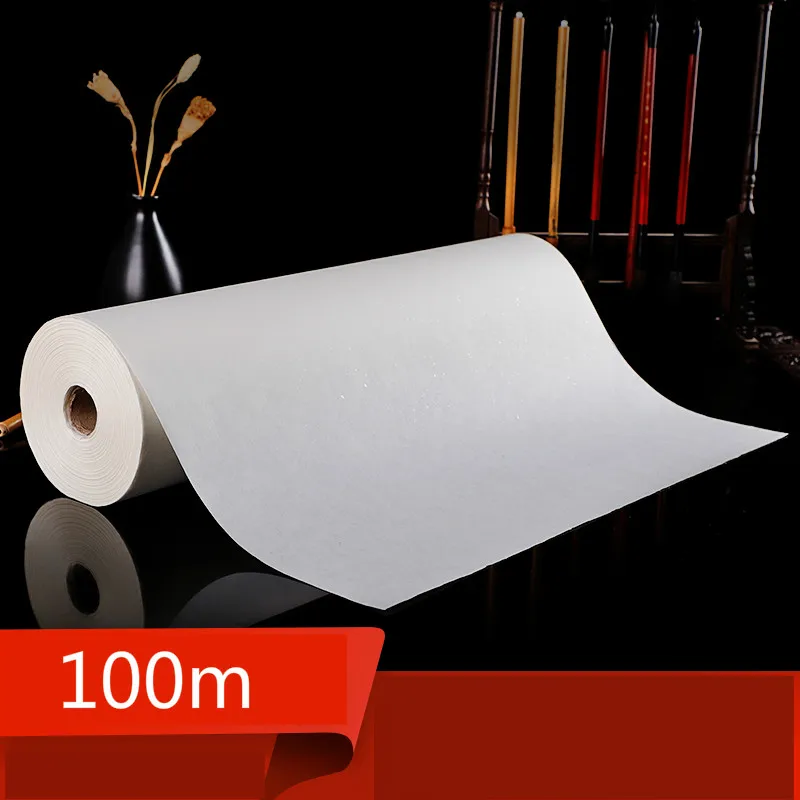 

Rolling Xuan Paper 100m Chinese Raw Rice Paper Student Adult Brush Calligraphy Ink Painting Paper Rijstpapier Carta Di Riso