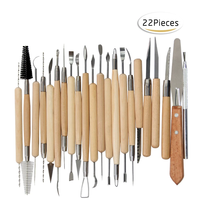 27Pcs Arts Crafts Clay Sculpting Tools Set Modeling Carving Tool Kit Pottery & Ceramics Wooden Handle Modeling Clay Tools Set